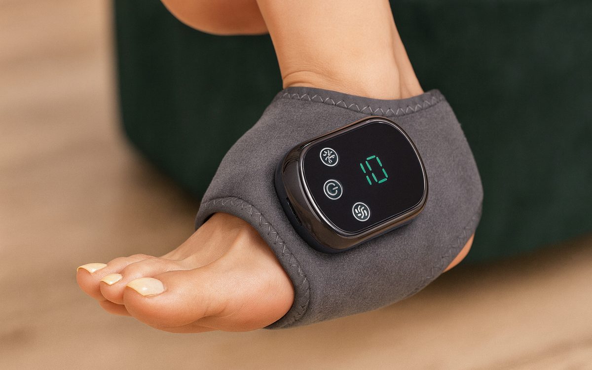 The Foot Companion fastened around the foot and ankle during a 15-minute seated session